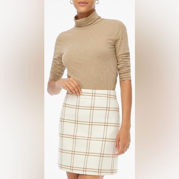 J Crew‎ factory Aline ivory and camel  wool blend mini skirt - Picture 1 of 7